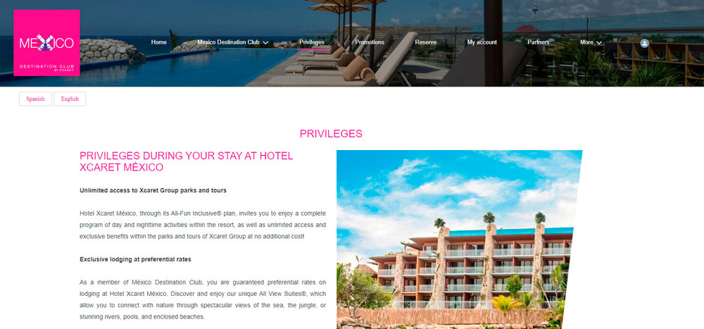 Web México Destination Club | Privileges
