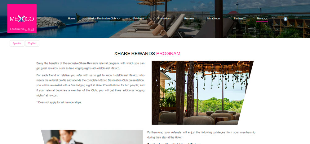 Web México Destination Club | Xhare Program